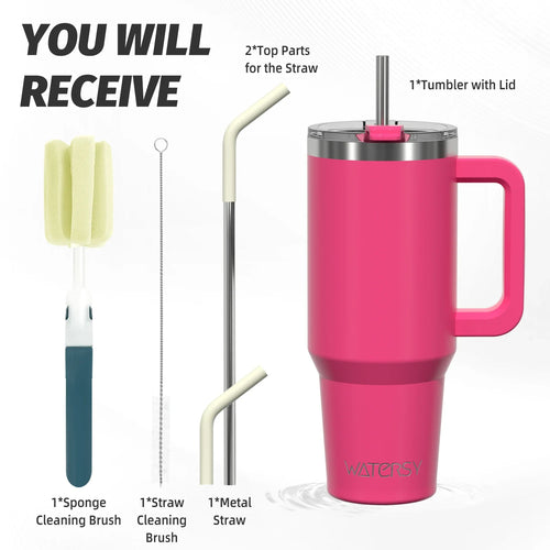 20oz Stainless Steel Insulated Tumbler with Handle & Straw